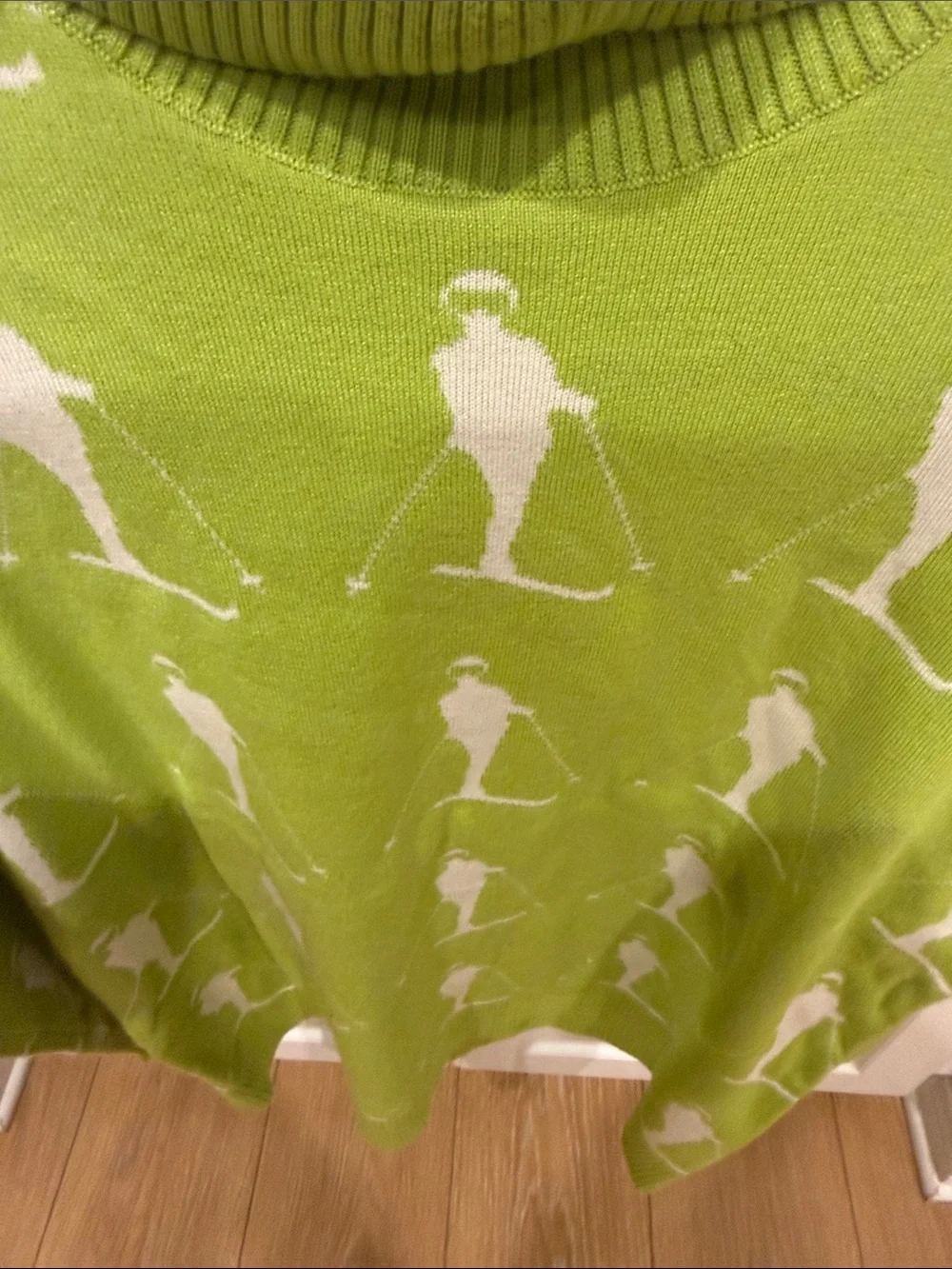 Alp N Rock Lime Green Ski Motif Turtleneck Sweater - Picture 3 of 3